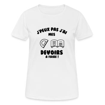 J’peux pas j’ai mes devoirs à faire - T-shirt respirant Femme - blanc - Devant - AI Model Female 172 dark (172cm)