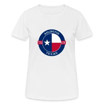 Arlington Texas Flag USA Travel Souvenir Badge - Women's Breathable T-Shirt - white - Front - AI Model Female 172 dark (172cm)