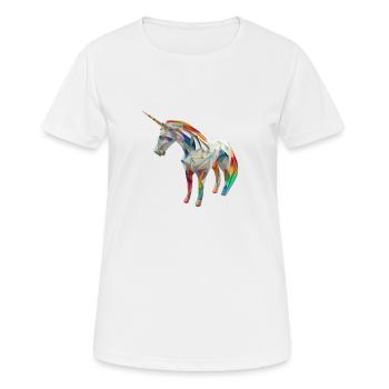 Origami Geometrie Unicorn bunt modern arty - Frauen T-Shirt atmungsaktiv - Weiß - Vorne - AI Model Female 172 dark (172cm)