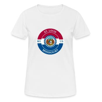 St. Louis Missouri drapeau USA voyage souvenir badge - T-shirt respirant Femme - blanc - Devant - AI Model Female 172 dark (172cm)