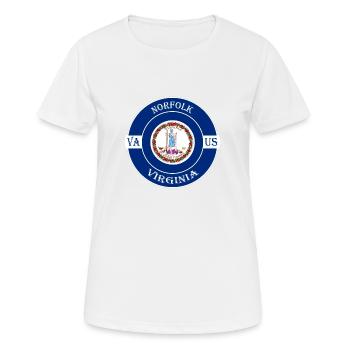Norfolk Virginia Flag USA Travel Souvenir Badge - T-shirt respirant Femme - blanc - Devant - AI Model Female 172 dark (172cm)