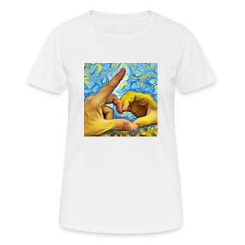 Heart gesture in Van Gogh style - Women's Breathable T-Shirt - white - Front - AI Model Female 172 dark (172cm)