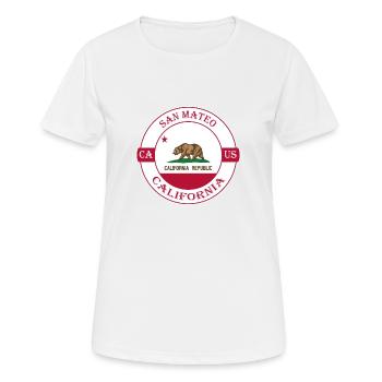 San Mateo California Flagge USA Souvenir Abzeichen - Frauen T-Shirt atmungsaktiv - Weiß - Vorne - AI Model Female 172 dark (172cm)