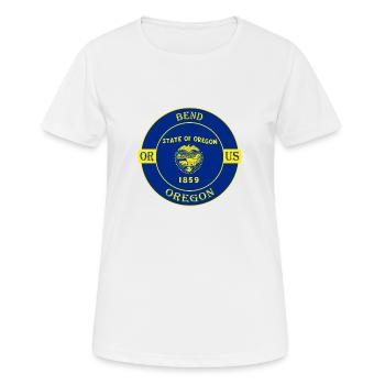 Bend Oregon Flag USA Travel Souvenir Badge - Women's Breathable T-Shirt - white - Front - AI Model Female 172 dark (172cm)