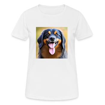lustiger farbenfroher Hundekopf mit zwei Zungen - Frauen T-Shirt atmungsaktiv - Weiß - Vorne - AI Model Female 172 dark (172cm)