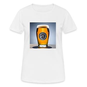 Logo Bitcoin sur un verre à bière rempli - T-shirt respirant Femme - blanc - Devant - AI Model Female 172 dark (172cm)