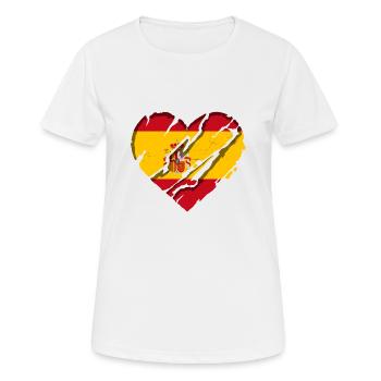 Espagne Drapeau Coeur Espagnol Drapeau Espagnol Utilisé Look - T-shirt respirant Femme - blanc - Devant - AI Model Female 172 dark (172cm)