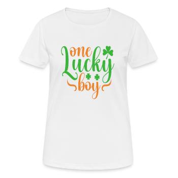 Un garçon chanceux - T-shirt respirant Femme - blanc - Devant - AI Model Female 172 dark (172cm)