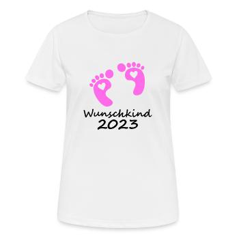 Wunschkind 2023 Mädchen - Frauen T-Shirt atmungsaktiv - Weiß - Vorne - AI Model Female 172 dark (172cm)