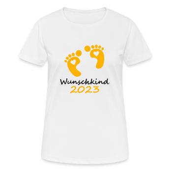 Wunschkind 2023 gold - Frauen T-Shirt atmungsaktiv - Weiß - Vorne - AI Model Female 172 dark (172cm)