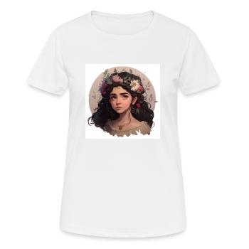 Portrait femme fleuri - T-shirt respirant Femme - blanc - Devant - AI Model Female 172 dark (172cm)