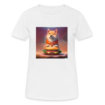 Un art numérique Shiba Inu Hamburger diseur - T-shirt respirant Femme - blanc - Devant - AI Model Female 172 dark (172cm)