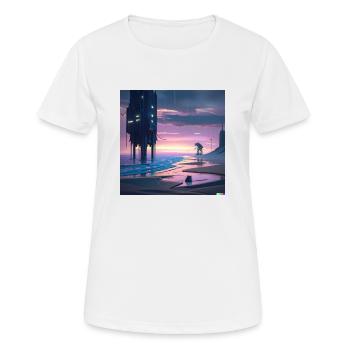 L’art numérique de plage du futur - T-shirt respirant Femme - blanc - Devant - AI Model Female 172 dark (172cm)