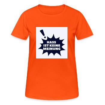 Hass ist keine Meinung Sprechblase BW - Frauen T-Shirt atmungsaktiv - Neonorange - Vorne - AI Model Female 172 dark (172cm)