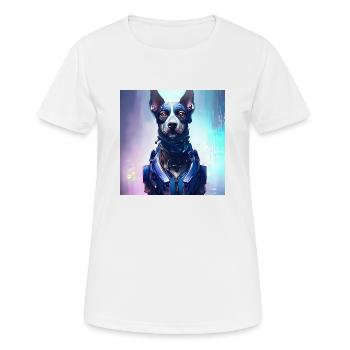 Chien futuriste - T-shirt respirant Femme - blanc - Devant - AI Model Female 172 dark (172cm)
