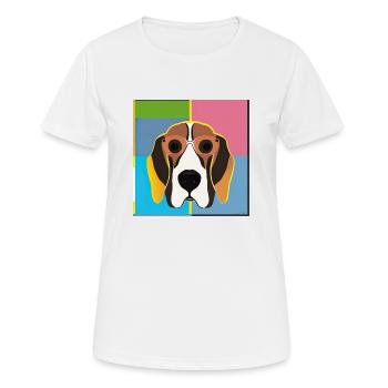 Pop Art Hund - Frauen T-Shirt atmungsaktiv - Weiß - Vorne - AI Model Female 172 dark (172cm)