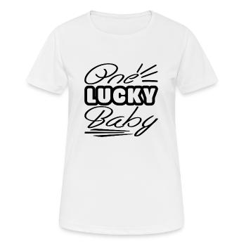 Un bébé chanceux - T-shirt respirant Femme - blanc - Devant - AI Model Female 172 dark (172cm)
