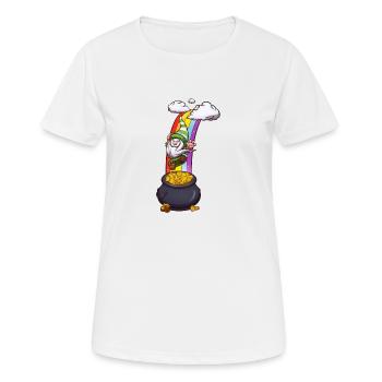 Leprechaun Gnome tombant dans un pot d’or - T-shirt respirant Femme - blanc - Devant - AI Model Female 172 dark (172cm)
