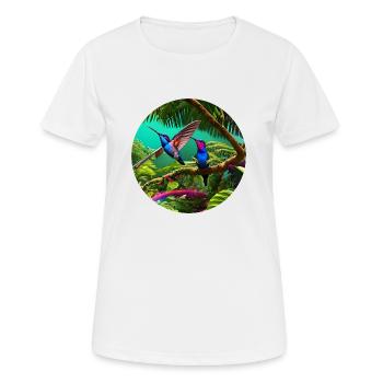 Les colibris dans la forêt tropicale dans l’art numérique - T-shirt respirant Femme - blanc - Devant - AI Model Female 172 dark (172cm)