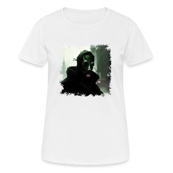 City of the future with a gloomy guardian and savior - Women's Breathable T-Shirt - white - Front - AI Model Female 172 dark (172cm)