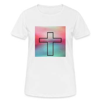 Kreuz - Frauen T-Shirt atmungsaktiv - Weiß - Vorne - AI Model Female 172 dark (172cm)