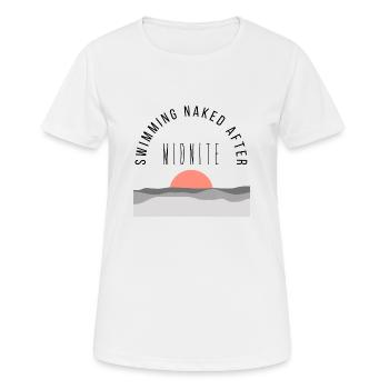 swimming naked after midnite 20 | clan of birds - Frauen T-Shirt atmungsaktiv - Weiß - Vorne - AI Model Female 172 dark (172cm)