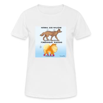 Zwergspitz und normaler Hundespaziergang - Frauen T-Shirt atmungsaktiv - Weiß - Vorne - AI Model Female 172 dark (172cm)
