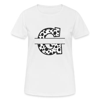 Buchstabe G benutzerdefiniertes Kuhmuster - Frauen T-Shirt atmungsaktiv - Weiß - Vorne - AI Model Female 172 dark (172cm)