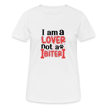 Je suis un amant, pas un mordeur - T-shirt respirant Femme - blanc - Devant - AI Model Female 172 dark (172cm)
