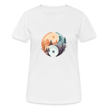 Ying Yang - Mountains / Beach - Women's Breathable T-Shirt - white - Front - AI Model Female 172 dark (172cm)