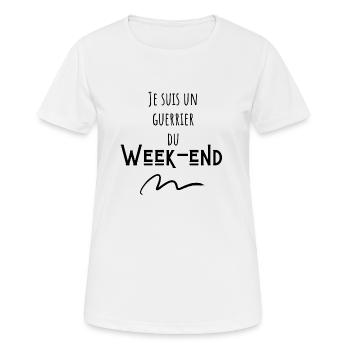 Je suis un guerrier du week-end - T-shirt respirant Femme - blanc - Devant - AI Model Female 172 dark (172cm)
