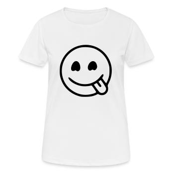 Emoji Skizze hungrig schwarz - Frauen T-Shirt atmungsaktiv - Weiß - Vorne - AI Model Female 172 dark (172cm)