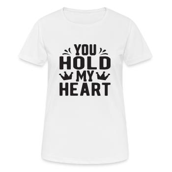 You hold my Heart - Frauen T-Shirt atmungsaktiv - Weiß - Vorne - AI Model Female 172 dark (172cm)