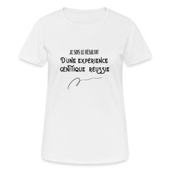 Je suis le résultat d'une expérience genitique - T-shirt respirant Femme - blanc - Devant - AI Model Female 172 dark (172cm)