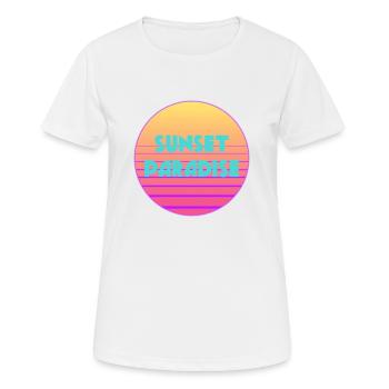Sunset Paradise - Logo rétro vintage années 80 - T-shirt respirant Femme - blanc - Devant - AI Model Female 172 dark (172cm)