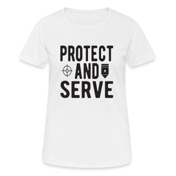 Protect and Serve - Frauen T-Shirt atmungsaktiv - Weiß - Vorne - AI Model Female 172 dark (172cm)