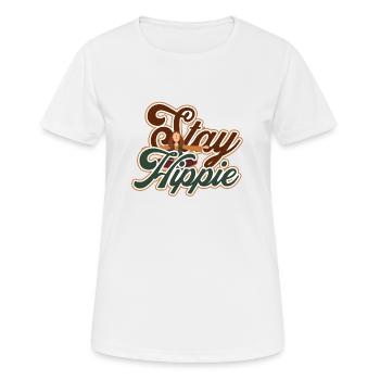 Hippie - Frauen T-Shirt atmungsaktiv - Weiß - Vorne - AI Model Female 172 dark (172cm)