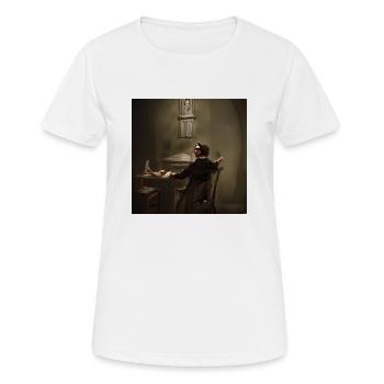 writer in a dark room - Frauen T-Shirt atmungsaktiv - Weiß - Vorne - AI Model Female 172 dark (172cm)
