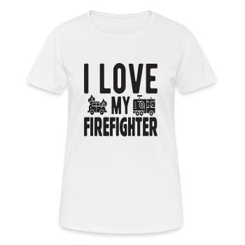 J’aime mon pompier - T-shirt respirant Femme - blanc - Devant - AI Model Female 172 dark (172cm)