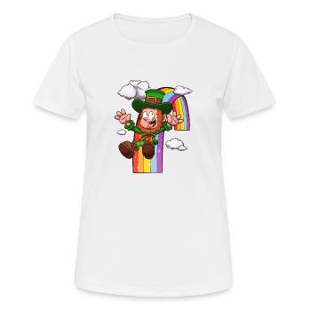 Leprechaun Gleiten auf Regenbogen - Frauen T-Shirt atmungsaktiv - Weiß - Vorne - AI Model Female 172 dark (172cm)