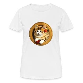 Liebe Katze hoch motiviert - Frauen T-Shirt atmungsaktiv - Weiß - Vorne - AI Model Female 172 dark (172cm)