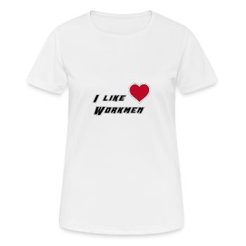 J’aime les ouvriers - T-shirt respirant Femme - blanc - Devant - AI Model Female 172 dark (172cm)