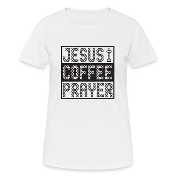 Prière au café de Jésus - T-shirt respirant Femme - blanc - Devant - AI Model Female 172 dark (172cm)