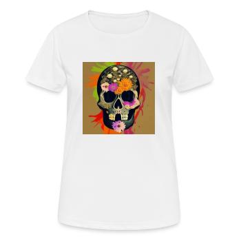 Crâne avec bijoux en fleurs - T-shirt respirant Femme - blanc - Devant - AI Model Female 172 dark (172cm)