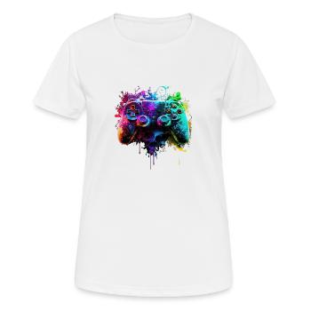 Neon Gaming Controller / Kontroller - Frauen T-Shirt atmungsaktiv - Weiß - Vorne - AI Model Female 172 dark (172cm)