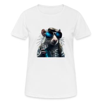 Eine Ratte mit Gläsern und einem mysteriösen Getränk - Frauen T-Shirt atmungsaktiv - Weiß - Vorne - AI Model Female 172 dark (172cm)