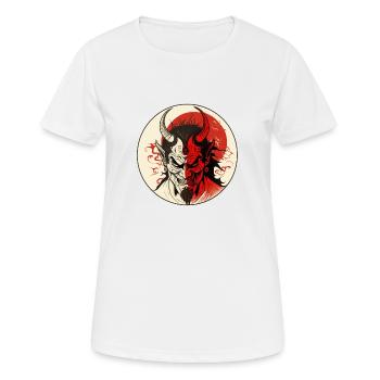 Démon japonais Oni, Hannya - dessin de style ukiyo-e - T-shirt respirant Femme - blanc - Devant - AI Model Female 172 dark (172cm)