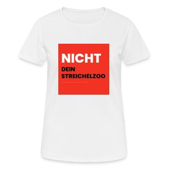 Nicht Dein Streichelzoo Print auf Panel PRSWS - Frauen T-Shirt atmungsaktiv - Weiß - Vorne - AI Model Female 172 dark (172cm)