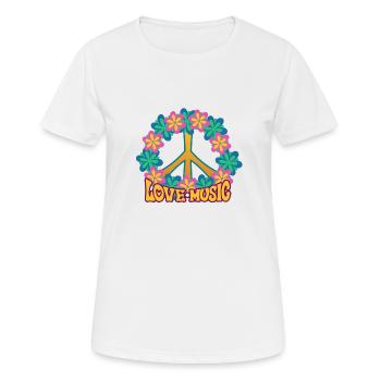 Hippie - Frauen T-Shirt atmungsaktiv - Weiß - Vorne - AI Model Female 172 dark (172cm)