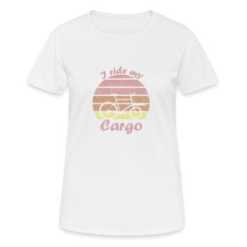 Lastenrad im Sonnenuntergang, Retro, Cargobike - Frauen T-Shirt atmungsaktiv - Weiß - Vorne - AI Model Female 172 dark (172cm)